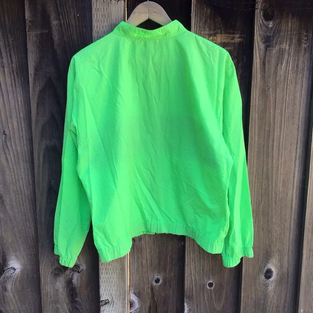 Vintage LA Gear Neon Green Windbreaker Jacket Full Zip Mens Small 90s - Picture 6 of 7